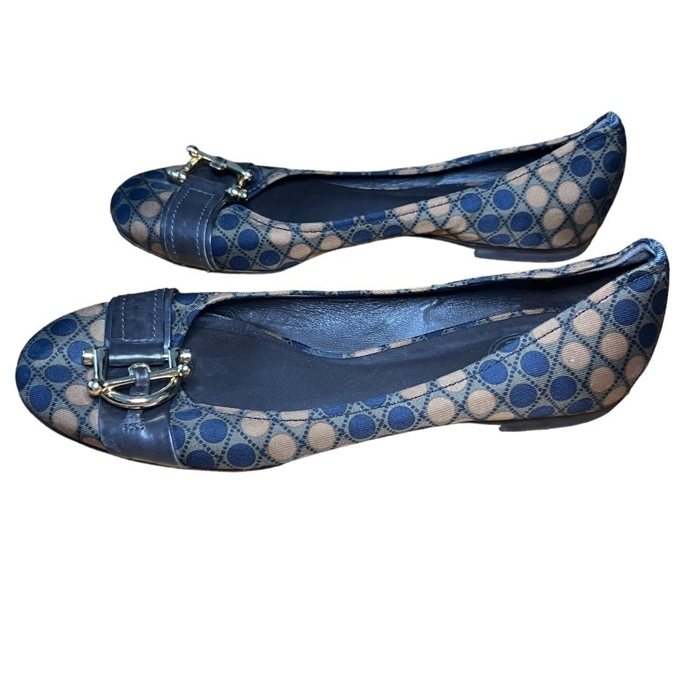 TORY BURCH Noel Satin Horsebit Polka Dot Flats - Picture 2 of 6